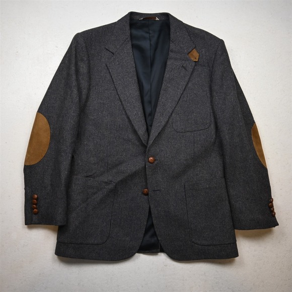 Hunt Club Other - Vtg USA Made 41R Blue Gray Nailshead Wool Tweed Blazer Suit Jacket Sport Coat